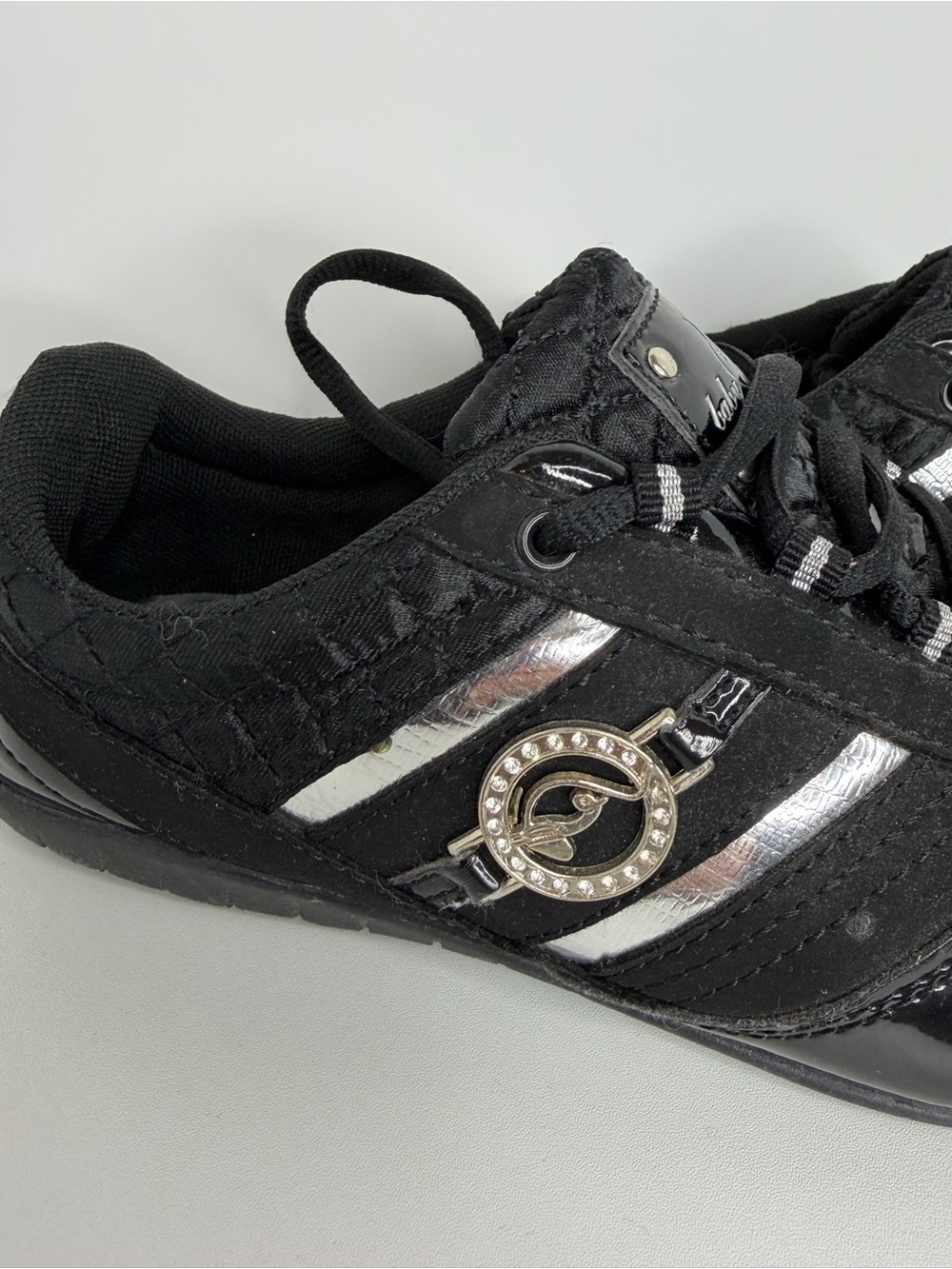 Baby Phat Black and Silver Women's Sneaker with Crystal Logo Accent
